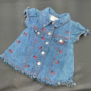 VTG Y2K Denim Ladybug Embroidered Shirt Dress Small Wonders Baby Girl Newborn